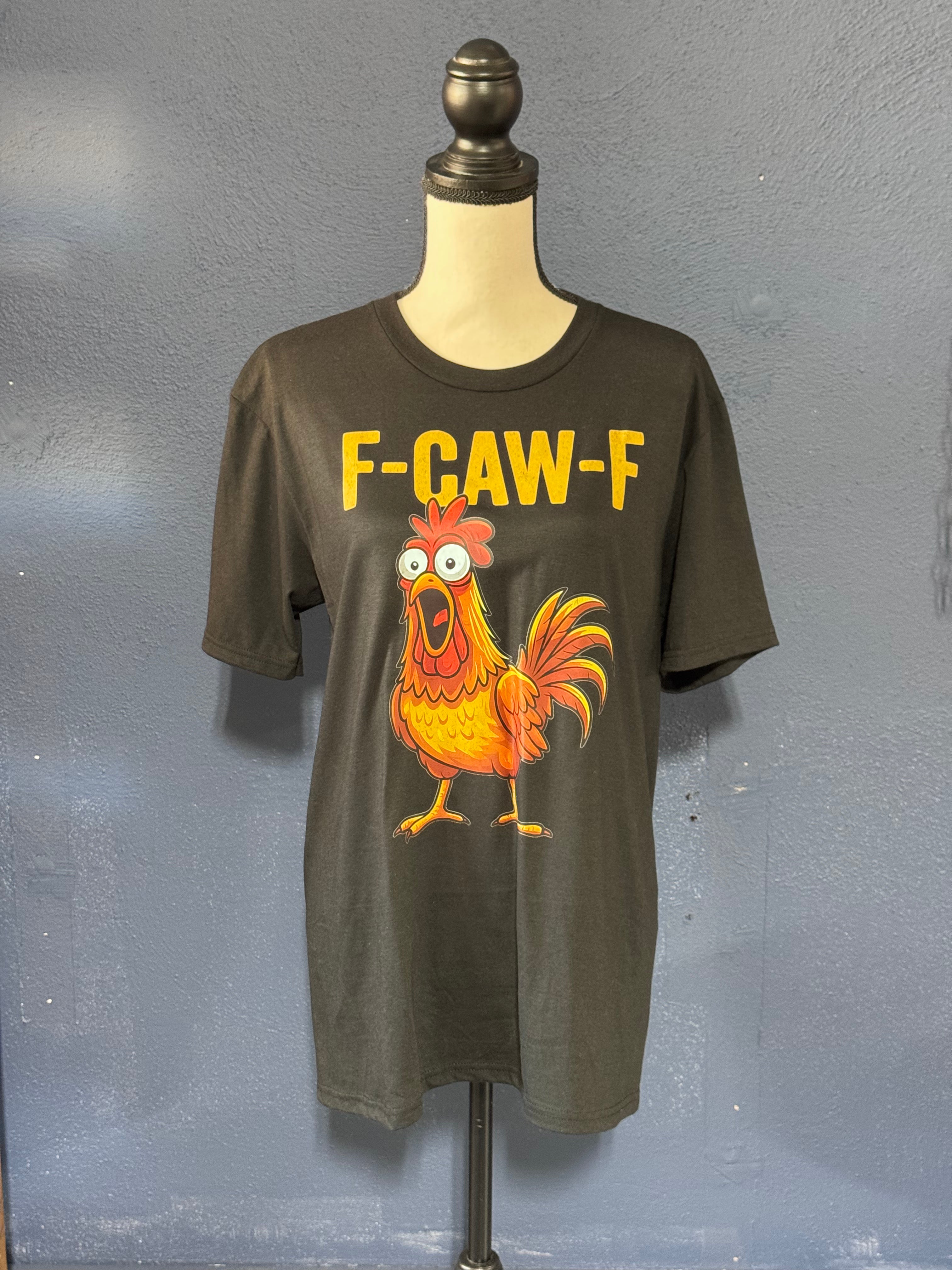 F-CAW-F Chicken Graphic T-Shirt – Black Unisex Medium – Funny Chicken Tee