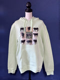 Patchwork Cow Graphic Hoodie – Lime Green/Sage Unisex Medium – Western Quilt Style Hoodie