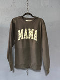 Mama Leopard Puff Vinyl Graphic Crewneck – Grainy Black Unisex Medium – Trendy Mama Crewneck