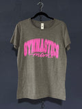 Gymnastics Mom Graphic T-Shirt – Grey Women’s Large – Cute Pink Heart Tee