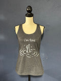 I’m Fine Graphic Tank – Grey Women’s Large – Funny Thumbs Up Water Tee