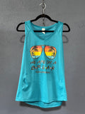 We Are On a Break #SummerBreak Graphic Tank – Blue Women’s Large – Retro Friends Style Tee