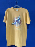Let It Be Bee & Sun Graphic T-Shirt – Mustard/Gold Unisex Large – Trendy Positive Vibes Tee