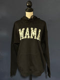 Mama Leopard Print Puffy Vinyl Hoodie – Black Unisex Large – Trendy Mom Sweatshirt