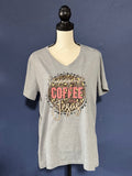 Running on Coffee and Jesus Graphic V-Neck T-Shirt – Grey Women’s XL – Faith & Coffee Tee