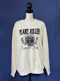 Plant Killer Social Club Skull Crewneck Sweatshirt – Tan/Soft Yellow Unisex XL – Funny Plant Lover Crewneck