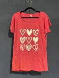 Trendy Heart Grid Graphic T-Shirt – Red Women’s 2XL – Cute Valentine Style Tee