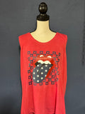 Patriotic Star Tongue Graphic Tank – Red Women’s 3XL – Retro Rock Style Tank Top