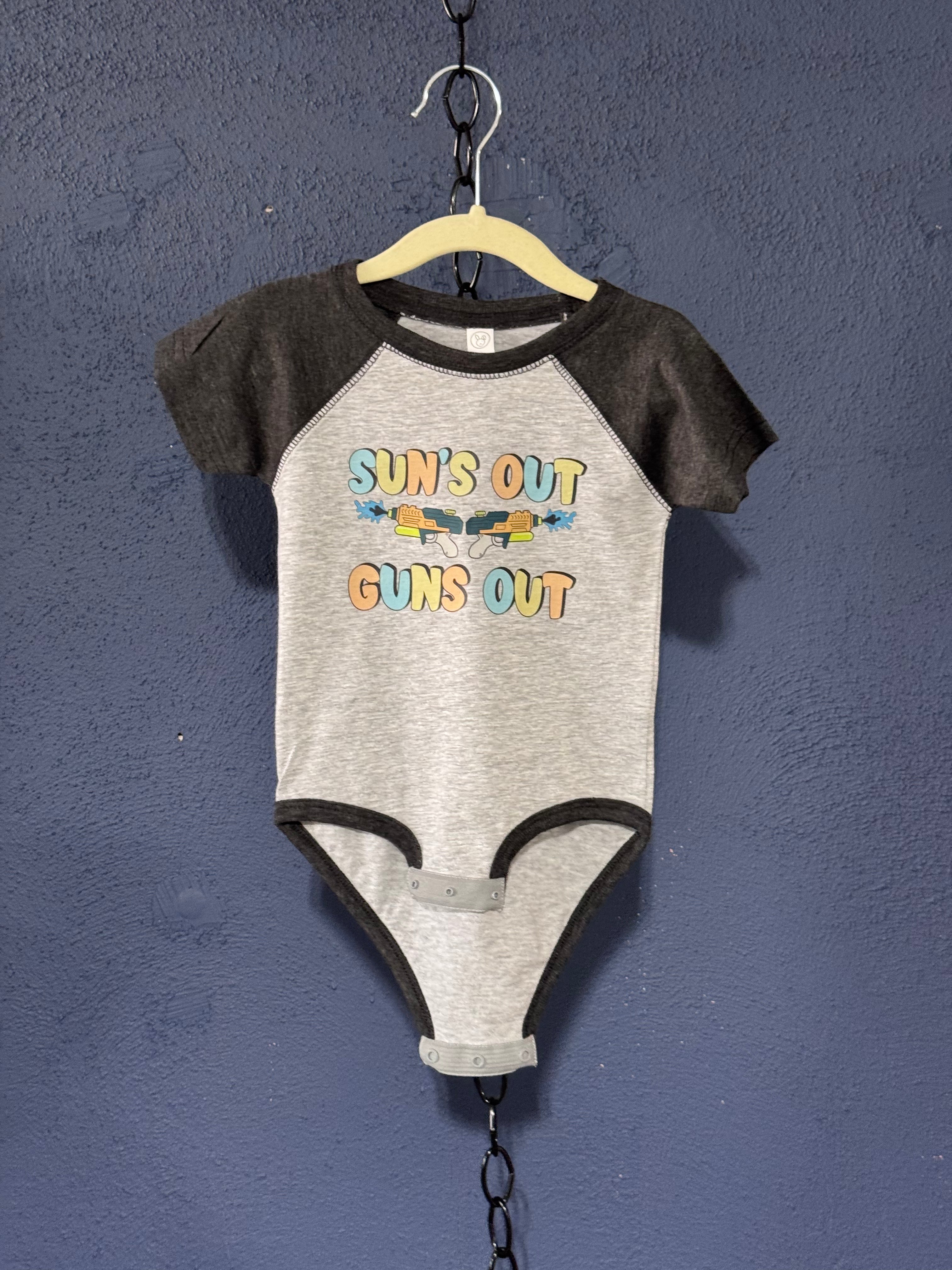 Sun’s Out Guns Out Baby Onesie – 12 Months – Funny Summer Baby Bodysuit