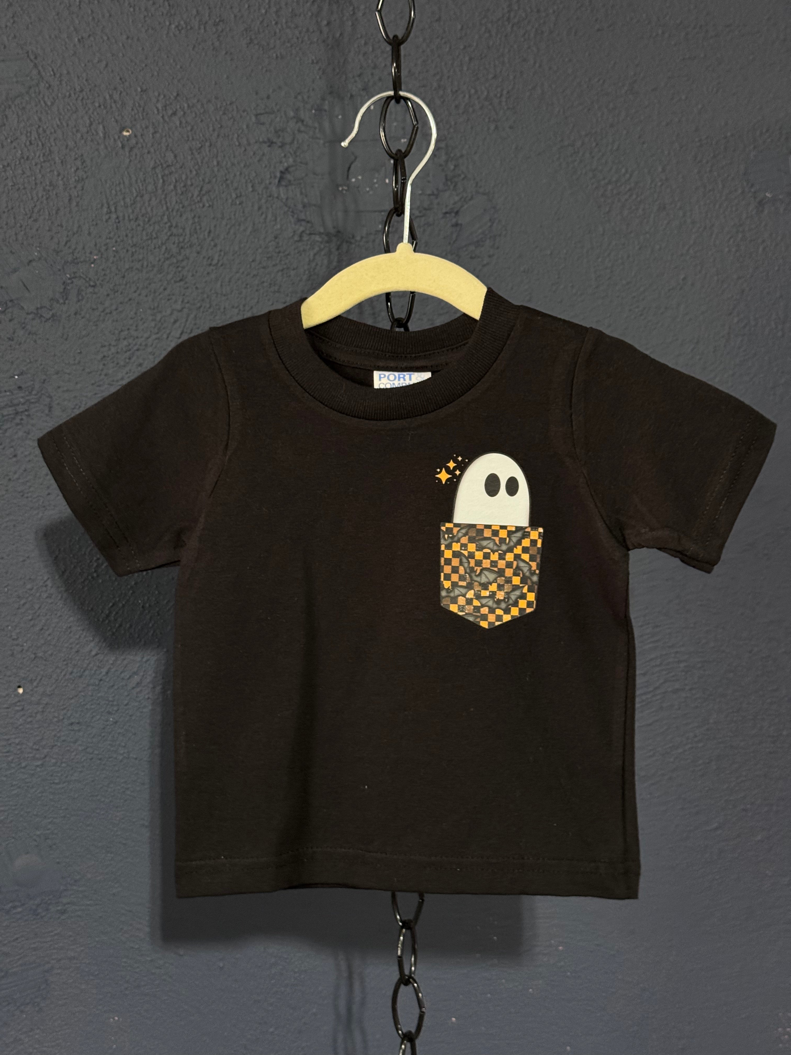 Cute Ghost Pocket Baby T-Shirt – 6 Months – Halloween Baby Graphic Tee