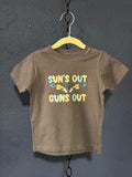 Sun’s Out Guns Out Kids T-Shirt – Toddler Size 2 – Funny Summer Kids Tee