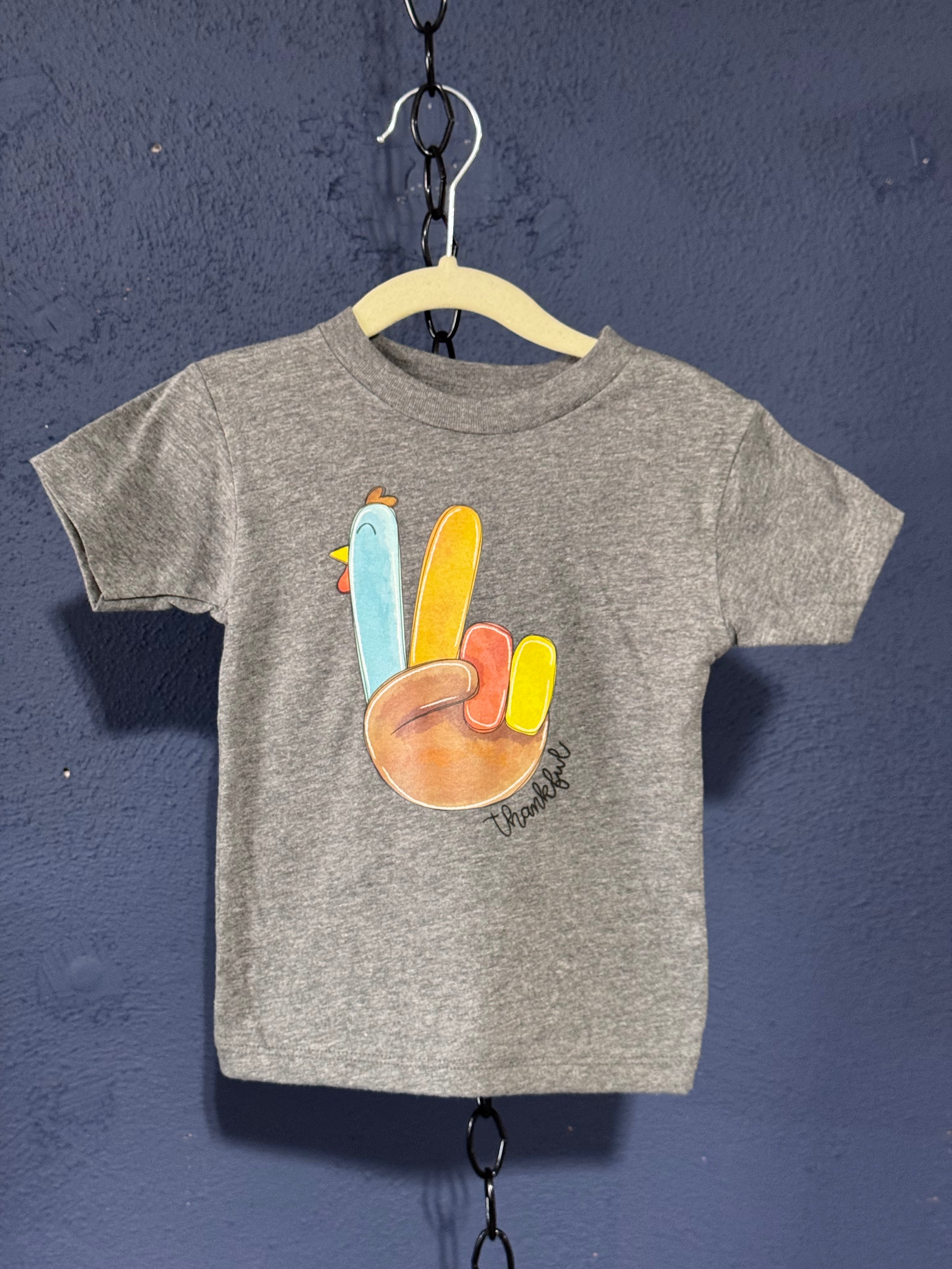Peace Turkey Toddler T-Shirt – Size 2T – Cute Thanksgiving Kids Graphic Tee