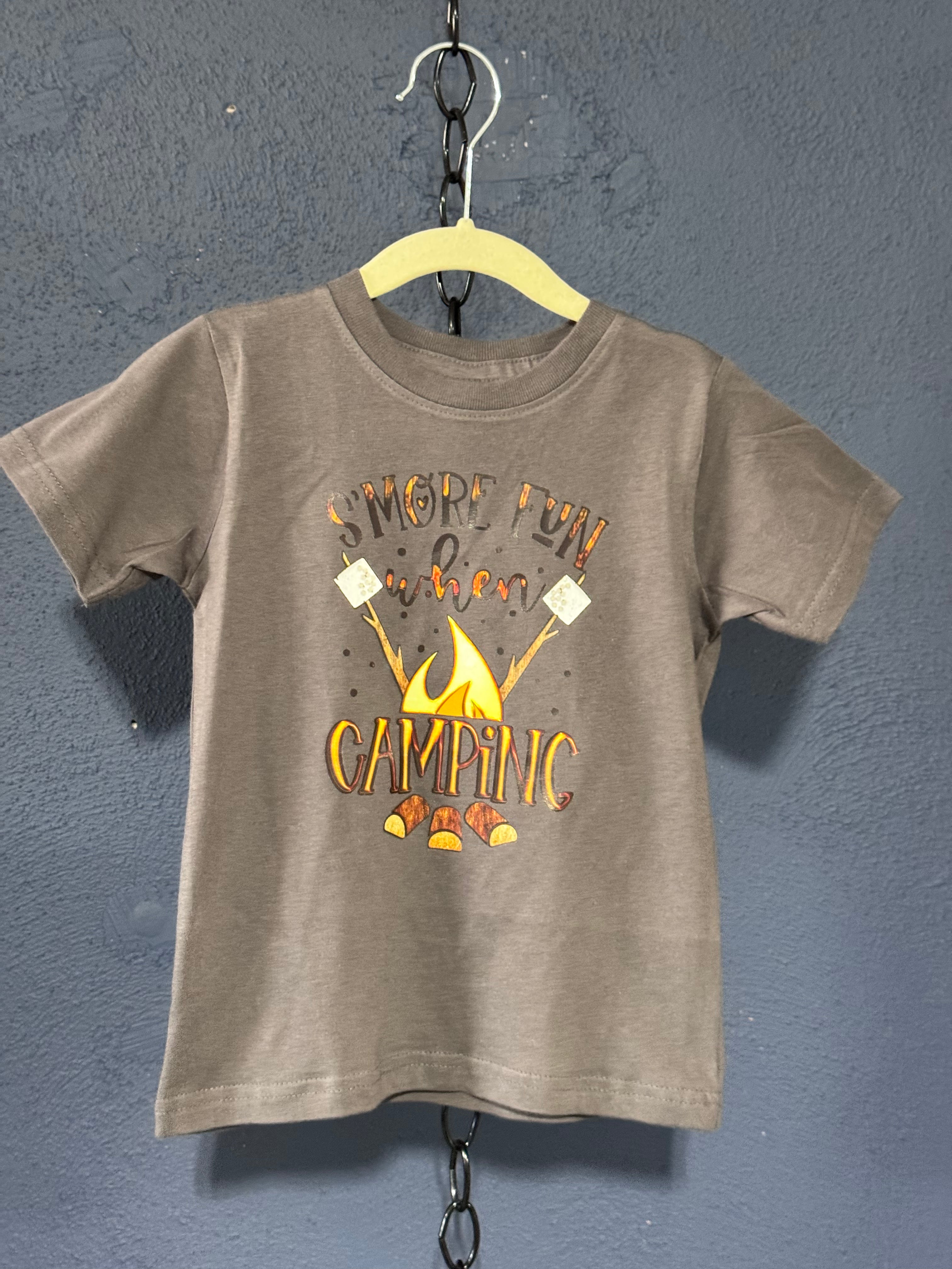 S’more Fun When Camping Toddler T-Shirt – Size 3T Dark Grey – Cute Camping Kids Graphic Tee