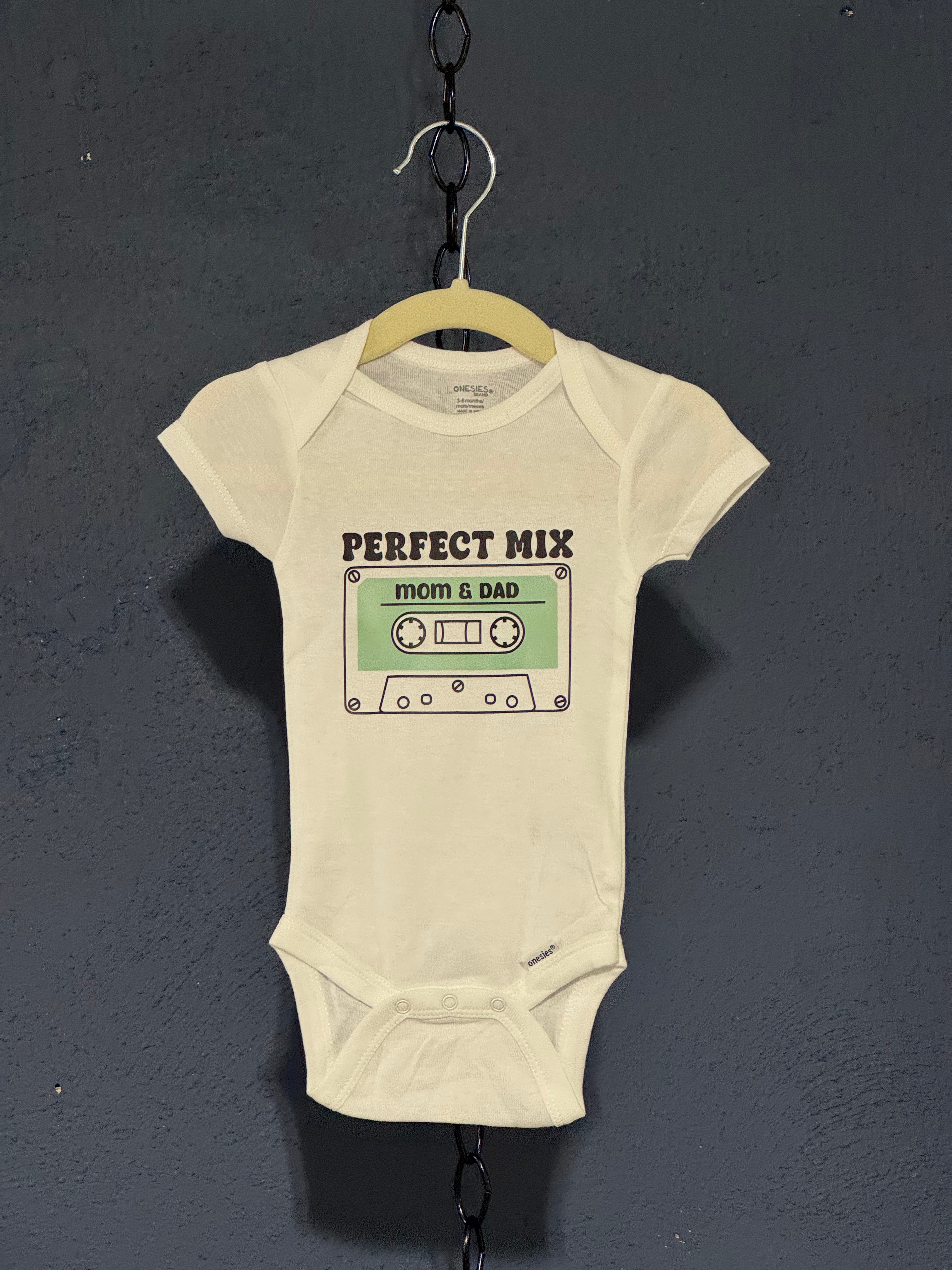 Perfect Mix Mom & Dad Onesie – White 3 Month Infant – Cute Baby Graphic Onesie