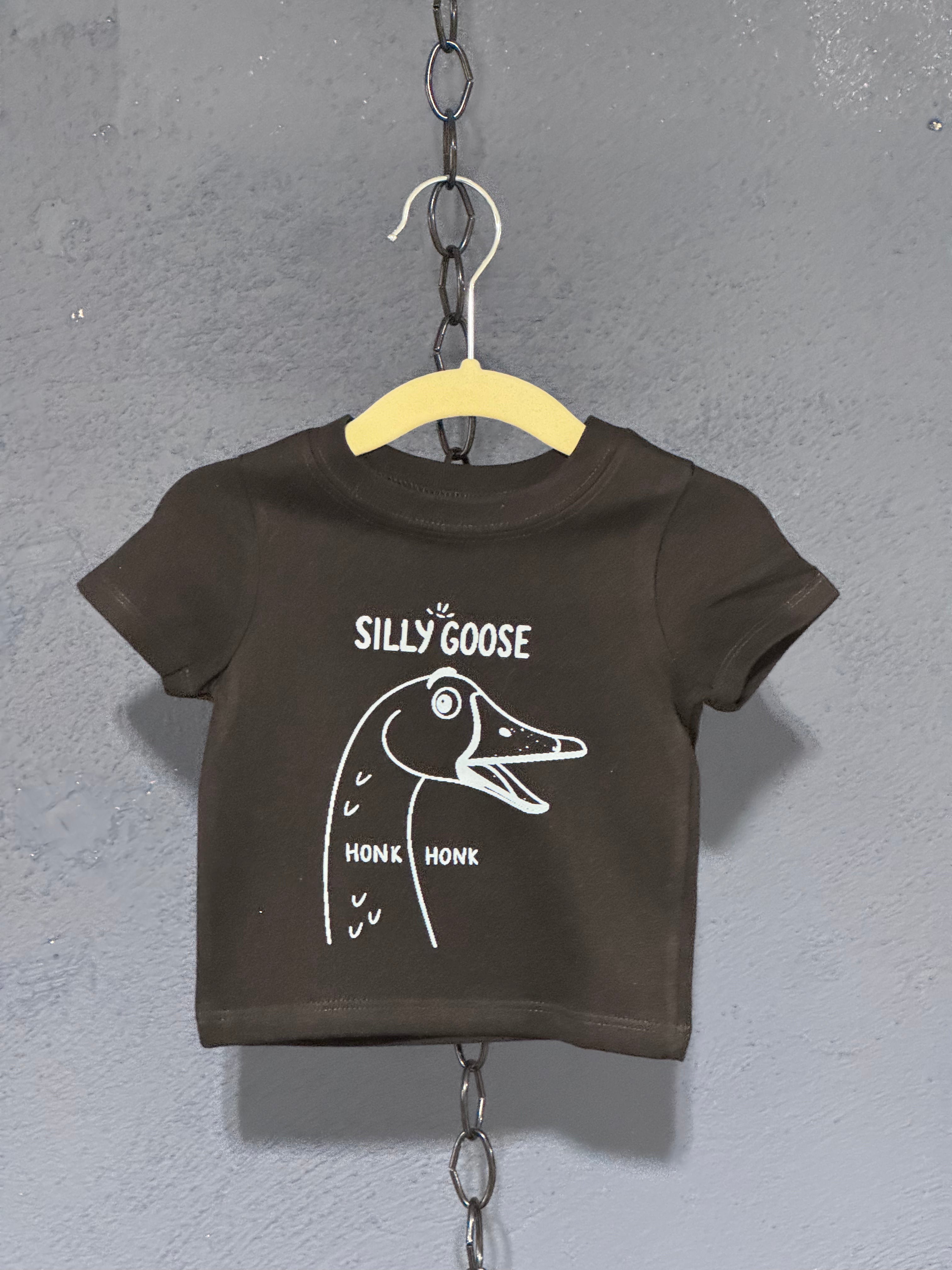 Silly Goose Honk Honk Tee – Brown 0-3 Month Infant – Funny Baby Graphic T-Shirt