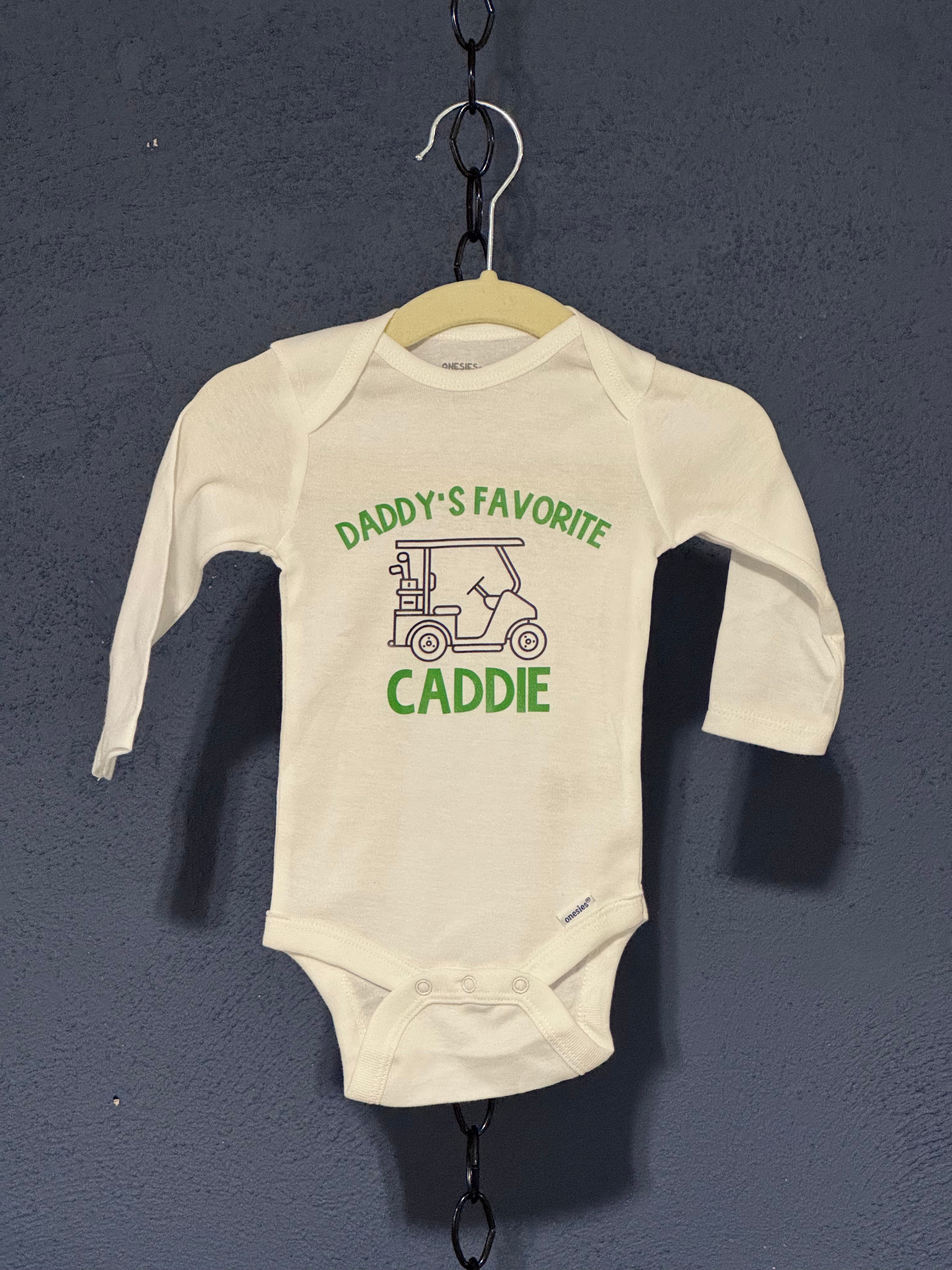 Daddy’s Favorite Caddie Onesie – White 3-6 Month Infant – Cute Baby Graphic Onesie