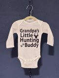 Grandpa’s Little Hunting Buddy Onesie – White 3-6 Month Infant – Cute Baby Graphic Onesie