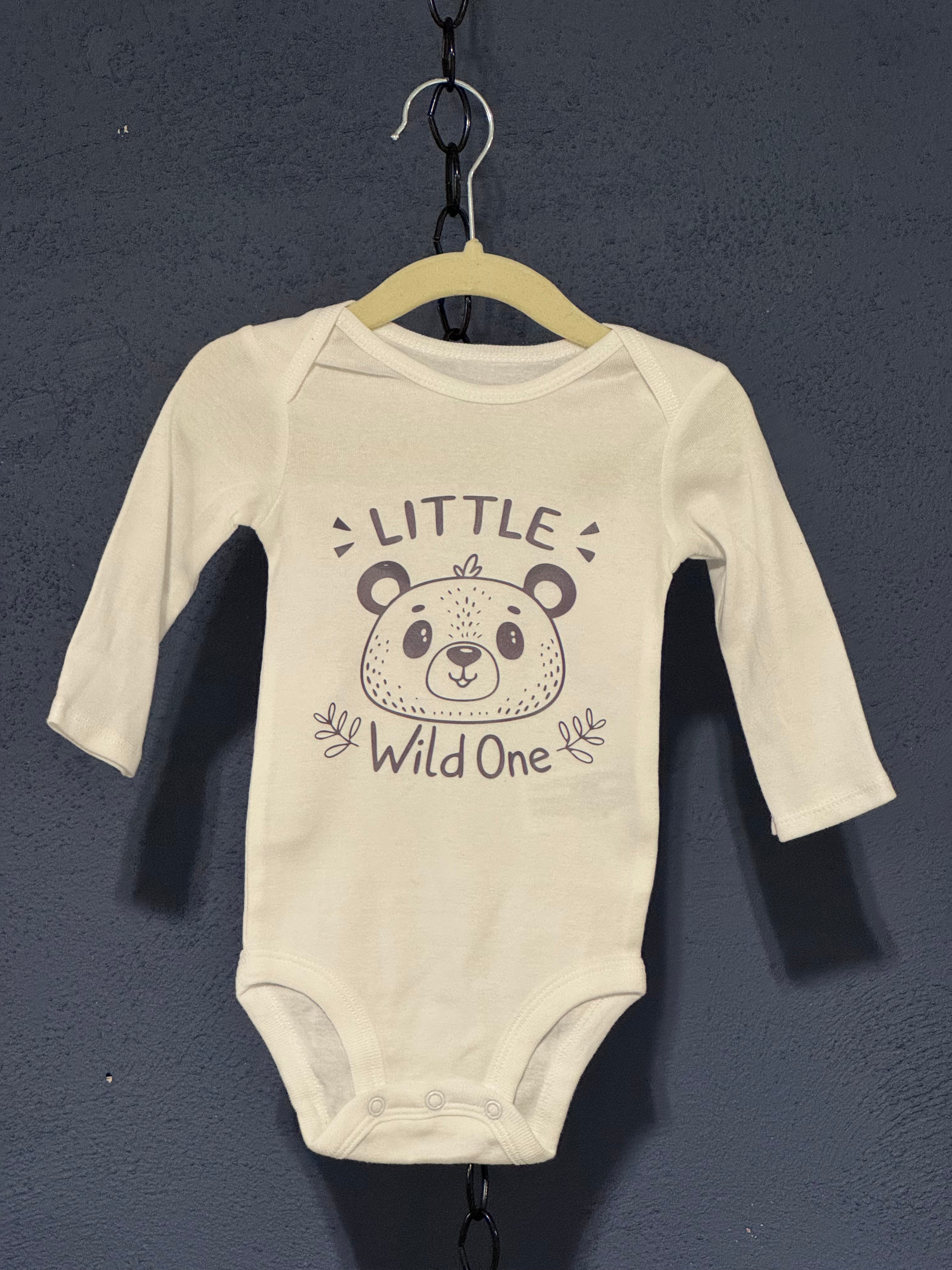 Little Wild One Bear Onesie – White 6 Month Infant – Cute Baby Graphic Onesie