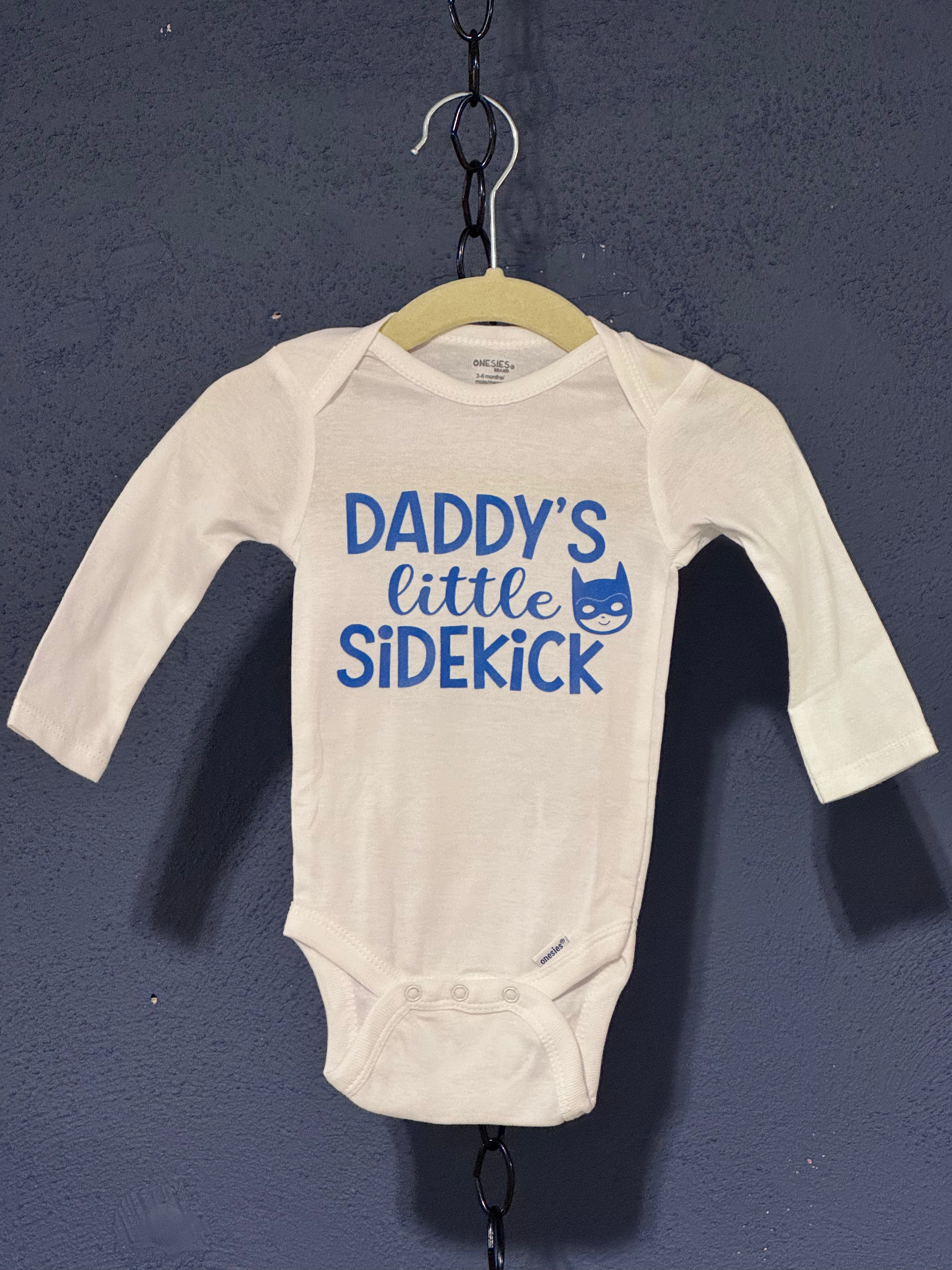 Daddy’s Little Sidekick Onesie – White 3-6 Month Infant – Cute Baby Graphic Onesie