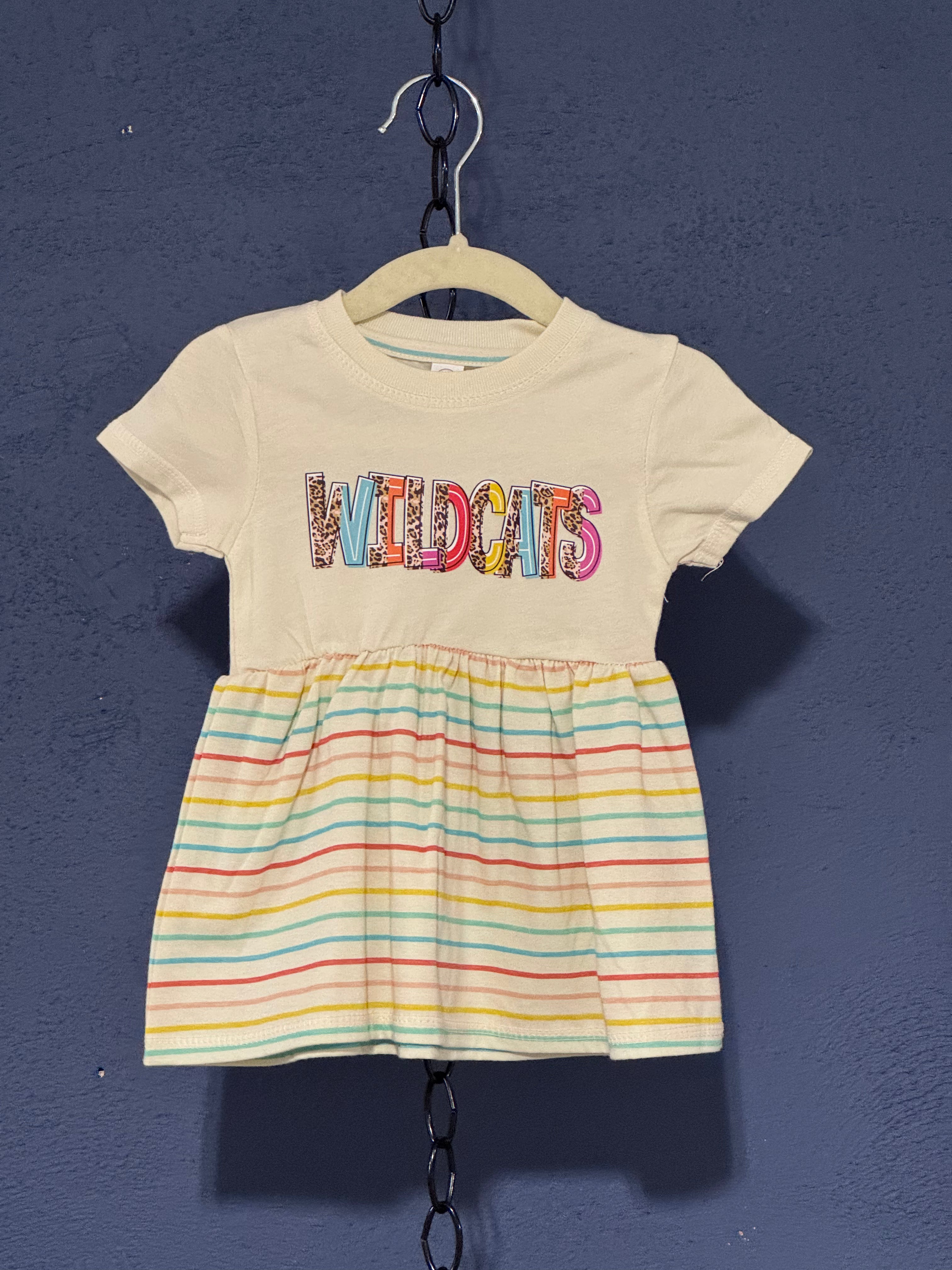 Wildcats Dress – White 6 Month Infant – Colorful Baby Girl Wildcats Outfit