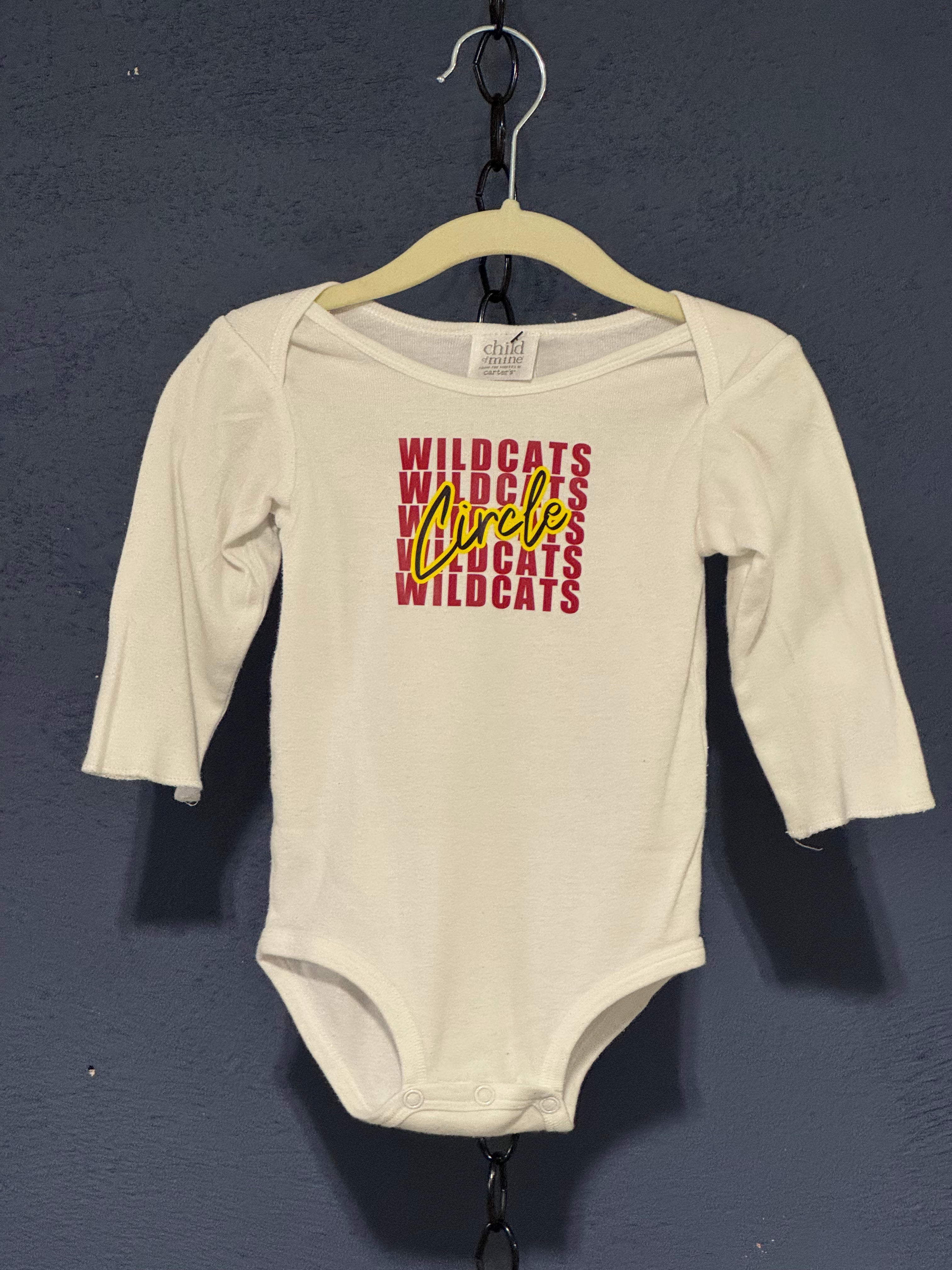 Wildcats Circle Onesie – White 12–18 Month Infant – Circle Wildcats Baby Bodysuit
