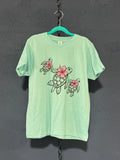 Sea Turtle Graphic T-Shirt – Teal Blue Youth Medium – Floral Turtle Tee